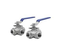 JMRTQMEC 1 Pieza de 1/4"-2" SS304 316, válvula de Bola Hembra BSP de Acero Inoxidable, Tipo T/L, de 3 vías, Paso Completo, for Agua, Aceite, Aire y Gas, DN15/20/25(L Type-sus304,0.5 Inch)