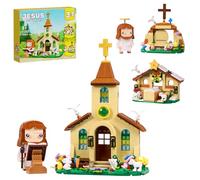 JMSHIDAI Kit de construcción de la iglesia de Jesús 3 en 1, modelo de juguete de Jesús con 3 opciones de construcción, decoración de capilla, regalos de Pascua para niños y adultos (454 piezas)
