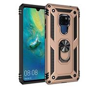 JMstore Funda Compatible con Huawei Mate 20 Anillo Soporte[Funciona con El Montaje Coche Magnético]+Protectores Pantalla(Oro)