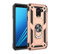 JMstore Funda Compatible con Samsung Galaxy A8 2018 Anillo Soporte[Funciona con El Montaje Coche Magnético]+Protectores Pantalla(Oro)