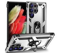 JMstore Funda Compatible con Samsung Galaxy S23 Ultra Anillo Soporte[Funciona con El Montaje Coche Magnético](Plata)