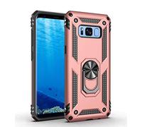 JMstore Funda Compatible con Samsung Galaxy S8 Anillo Soporte[Funciona con El Montaje Coche Magnético]+Protectores Pantalla(Rose Oro)