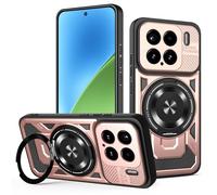JMstore Funda para Xiaomi Mi 15, TPU + PC Fundas [360°Metal Anillo Ajustable Giratorio], protección de la cámara teléfono, Robusta Antichoque - Rose Oro
