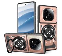 JMstore Funda para Xiaomi Redmi Note 14 Pro 4G, TPU + PC Fundas [360°Metal Anillo Ajustable Giratorio], protección de la cámara teléfono, Robusta Antichoque - Rose Oro