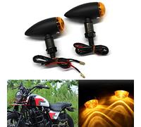 JMTBNO 2pcs Intermitentes Moto Homologados Bala Halógeno Lámpara Indicadores Señal de Giro Ámbar Luces Impermeables Universal 12V para Cruiser Chopper Cafe Racer Scooter Quad Enduro