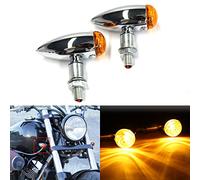 JMTBNO 2x Intermitentes Moto Homologados Bombillas Indicadores de la Motocicleta Luz de Señal de Giro Bala Halógeno Lámpara Ámbar Luces 12V para Cruiser Chopper Bobber Cafe Racer Scooter