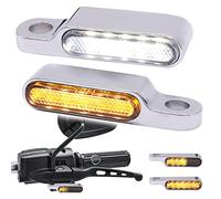 JMTBNO Cromo Intermitentes Moto de Manillar LED Mini Indicadores Luz Delantero Homologados Luz de Señal de Giro Luces de Circulación Diurna DRL 12V Aluminio M8 para Moto Scooter Enduro ATV Quad