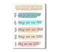 JMVLVLOA 5 4 3 2 1 Grounding Technique Poster Mental Health Awareness Coping Skill for Anxiety Wall Art for Counseling Office(Framed,08x12inch(20x30cm))