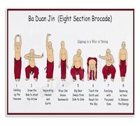 JMVLVLOA Ba Duan Jin Chart Eight Section Brocade Exercise Guide Chinese Fitness Metal Sign Wall-Art for Home 8 X 12 in
