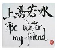 JMVLVLOA Be Water My Friend Quote Poster Chinese Calligraphy Canvas Wall-Art Decor(Unframed,16x24inch(40x60cm))