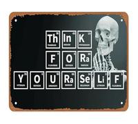 JMVLVLOA Chemistry Inspired Metal Sign Think For Yourself Educational Wall-Art for Study Room Decor 8 X 12 in