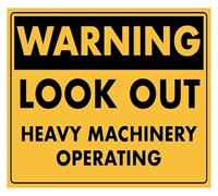 JMVLVLOA Classic Beware Moving Machinery Area Tin Sign 12x8 Inch