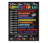 JMVLVLOA Computer Science Classroom Metal Sign Welcome to the Rules Shortcuts Guide Teacher Supplies Technology Themed Decor Wall-Art 8 X 12 in