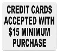 JMVLVLOA Credit Card Payment Policy Sign 15 Dollar Minimum Purchase Required Retro Tin for Cafe 8 X 12 in