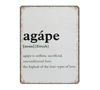 JMVLVLOA Definition of Agape Love Ancient Greek Word Vintage Metal Tin Sign Minimalist Wall-Art For Living Room Space 8 X 12 in