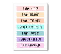 JMVLVLOA Educational Kids Poster Daily Positive Affirmations for Building Confidence and Resilience School Wall Art(Framed,08x12inch(20x30cm))