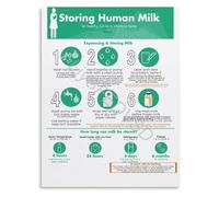 JMVLVLOA Expressed Breast Milk Handling Guide Lactation Educational Poster Canvas Wall-Art for Nursery Bedroom(Framed,16x24inch(40x60cm))