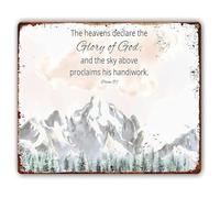 JMVLVLOA Faith Based Wall-Art Vintage Tin Sign Psalm 19 1 The Heavens Declare The Glory of God 8 X 12 in