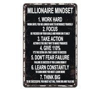 JMVLVLOA Financial Motivation Retro Metal Sign Wealth Mindset Quote on Vintage Tin for Desk Decor Study Home Office Library 8 X 12 inch