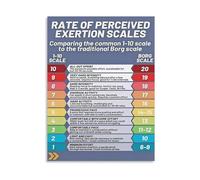 JMVLVLOA Fitness Training Tool RPE Scales Poster 1-10 versus Borg Scale Visual Reference Chart Canvas Print(Framed,08x12inch(20x30cm))