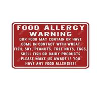 JMVLVLOA Funny Warning Sign for Food Allergies Vintage Metal Tin Retro Wall-Art for Kitchen Dining Room Cafe Bar Farmhouse Style Decor (8 X 12 inch)