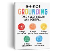 JMVLVLOA Grounding Techniques Chart Metal Sign 5 4 3 2 1 Method for Calming Anxiety Poster Mental Health Office Decor 8 X 12 in