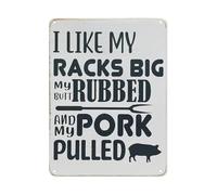 JMVLVLOA Humorous Barbecue Sign Metal Tin Grill Master Life Quote My Happy Place is by the Rustic Farmhouse Kitchen Decor 8 X 12 inch