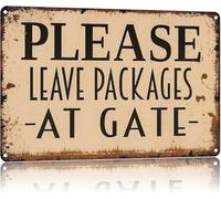 JMVLVLOA Humorous Delivery Instruction Sign Leave Parcels At Gate Vintage Tin for House Entrance 8 X 12 in