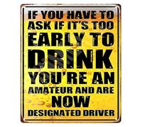 JMVLVLOA If You Have To Ask If Its Too Early Retro Tin Sign Funny for Home Bar Wall Decor Man Cave 8 X 12 in