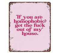 JMVLVLOA Inclusive Humor Metal Plaque If Youre Homophobic Keep Out Retro Style for Bedroom or Man Cave 8 X 12 in