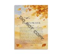 JMVLVLOA Inspirational Aviation Wall Art Pilot's Prayer for Safety and Good Luck Canvas Print for Living Room Decor(Framed,08x12inch(20x30cm))