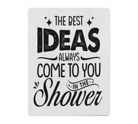 JMVLVLOA Inspirational Bathroom Decor Metal Sign Funny Quote The Best Ideas Come in The Shower Tin Plaque for Office Workshop 8 X 12 inch