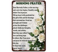 JMVLVLOA Inspirational Quote Metal Tin Sign Morning Prayer Daily Wall-Art for Bedroom or Home Office Decor 8 X 12 in