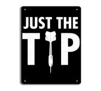 JMVLVLOA Just The Tip Retro Tin Sign Funny Darts Game Metal Wall-Art for Man Cave Pub Garage Decor Vintage Style 8 X 12 in