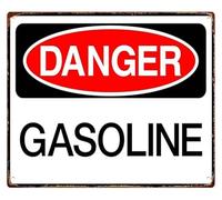 JMVLVLOA Mechanic Shop Sign Gasoline Danger Metal Retro Wall-Art for Garage Workshop Industrial Space 8 X 12 in
