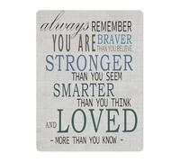 JMVLVLOA Minimalist Motivational Sign for Her Metal Tin Plaque Braver Stronger Smarter Loved Wall Decor for Bedroom Office 8 X 12 in