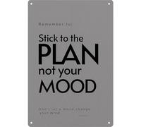 JMVLVLOA Minimalist Office Decor Metal Sign Stick To The Plan Quote for Home Study Room Workspace 8 X 12 in