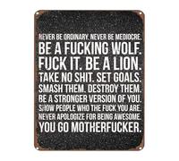 JMVLVLOA Never Mediocre Be Wild Metal Sign Inspirational Decor for Home Bar Living Room 8 X 12 in