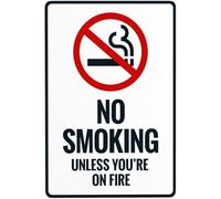 JMVLVLOA Novelty No Smoking Sign No Unless Youre On Fire Metal Tin Vintage for Office Indoor Outdoor Decor (8 X 12 in)