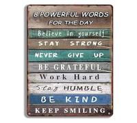 JMVLVLOA Powerful Words for the Day Metal Tin Sign Vintage Inspirational Wall-Art for Home Office Bedroom Gym Decor 8 X 12 in