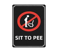 JMVLVLOA Retro Be Seated Metal Sign Funny Bathroom Rule Vintage Wall-Art for Home Bar Restroom Decor 8 X 12 in