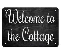 JMVLVLOA Rustic Cottage Sign Welcome to the Metal Tin Wall-Art Vintage Farmhouse Decor for Porch Lake House Cozy Retreat 8 X 12 in