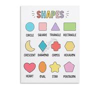 JMVLVLOA Shape Teaching Poster Early Childhood Education Canvas Print Colorful Wall-Art for Preschool Classroom Room Decor(Unframed,16x24inch(40x60cm))