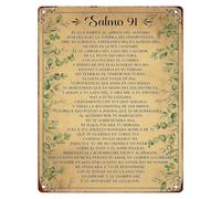 JMVLVLOA Spanish Metal Sign Psalm 91 Wall-Art for Home Decor Bedroom Living Room Kitchen 8 X 12 in