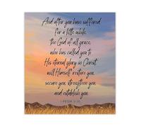JMVLVLOA Spiritual Gift Bible Verse Art Print 1 Peter 5 10 God of All Grace Who Has Called Christian Decor(Framed,16x24inch(40x60cm))