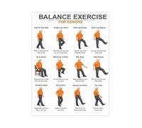JMVLVLOA Stability Wall Art for Seniors Balance Exercise Chart with Chair Support Routine Canvas Poster for Home Living Room (Framed,12x18inch(30x45cm))