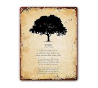 JMVLVLOA Trees Poem Art Print Joyce Kilmer Poetry on Canvas for Wall Decor Bedroom Study Home Office (8 X 12 in)