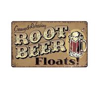 JMVLVLOA Vintage Bar Sign Funny Root Beer Floats Metal Tin Retro Wall Decor for Man Cave Kitchen Cafe Soda Fountain (8 X 12 inch)