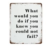 JMVLVLOA What Would You Do If Knew Could Not Fail Vintage Tin Sign Inspirational Retro Metal Decor For Study Cafe Library 8 X 12 in
