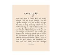 JMVLVLOA You Are Enough Affirmation Metal Sign Inspirational Wall-Art for Locker Room Home Office Space Decor (8 X 12 in)